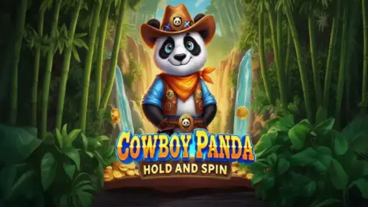 Panda Cowboy no cenário vibrante do slot Cowboy Panda Hold & Spin